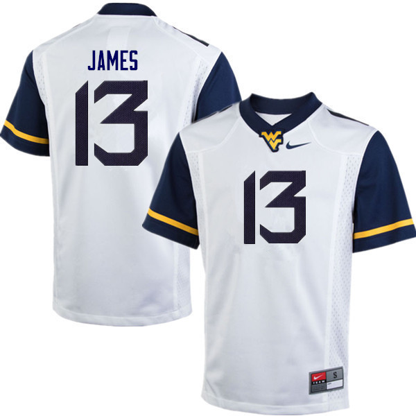 Men #13 Sam James West Virginia Mountaineers College Football Jerseys Sale-White - Click Image to Close